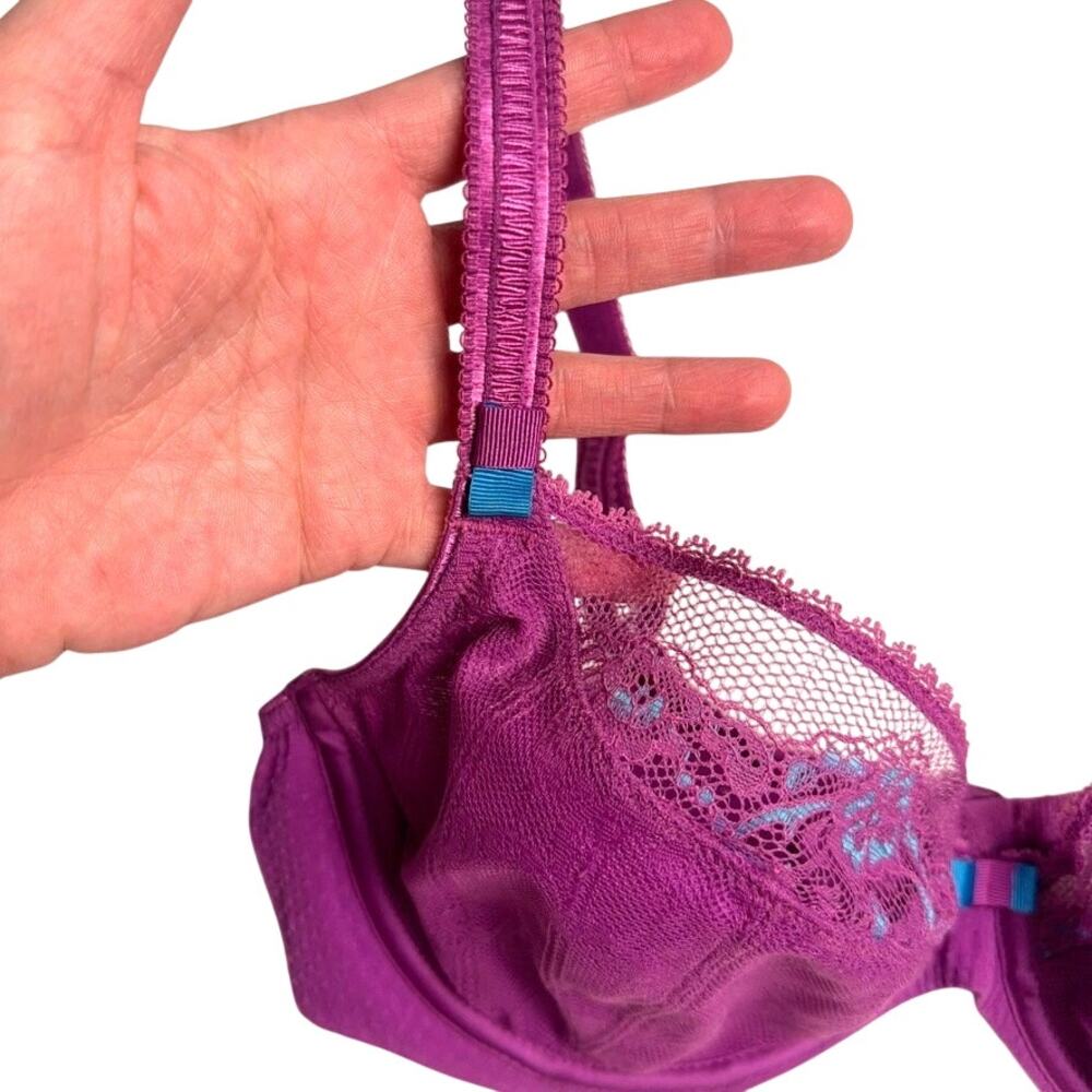 Chantelle Women’s 34D Purple Lace Balconette Underwire Bra - Picture 4 of 11